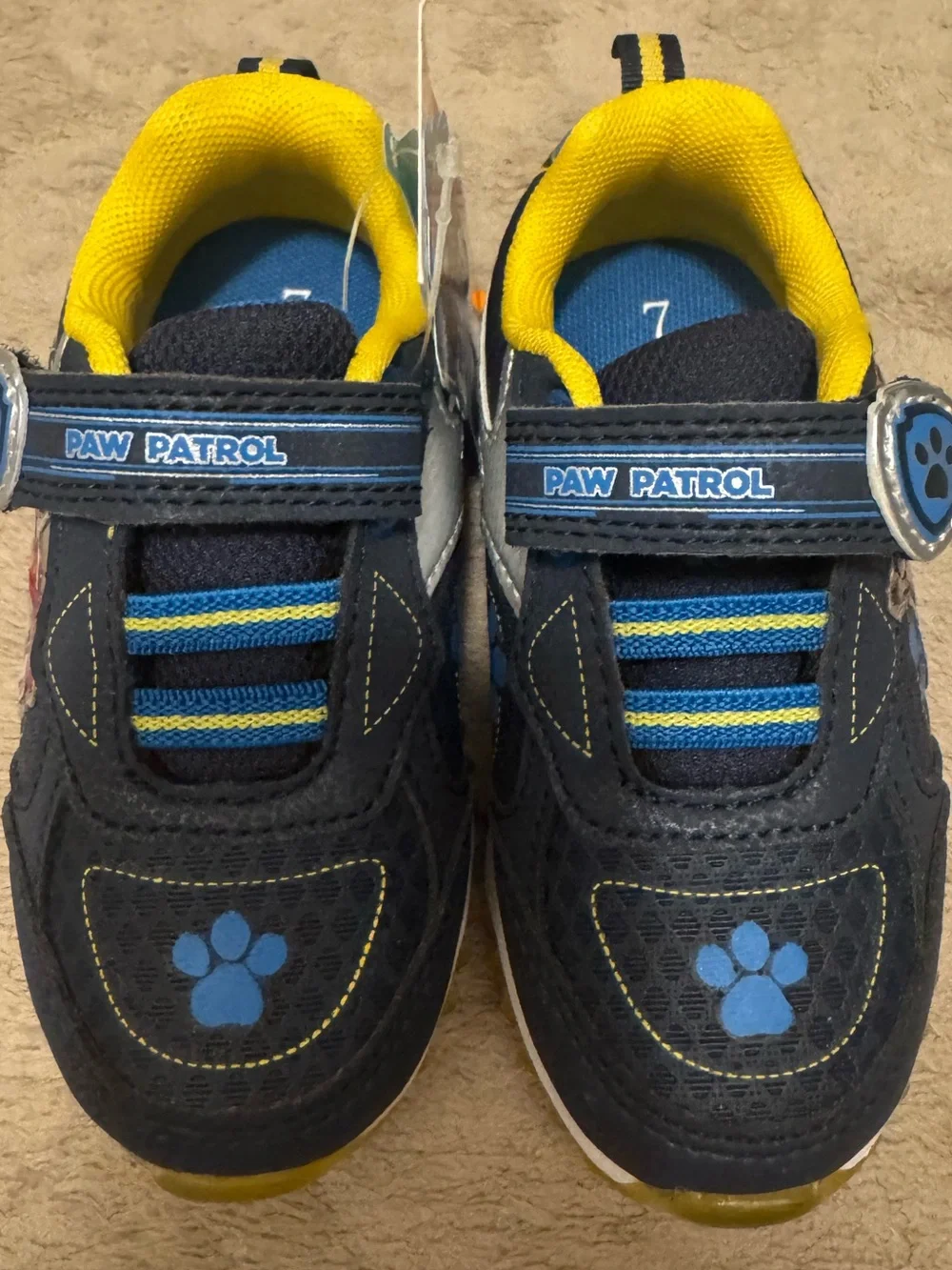 Paw Patrol Navy and Yellow Kids Sneakers with Paw Accent